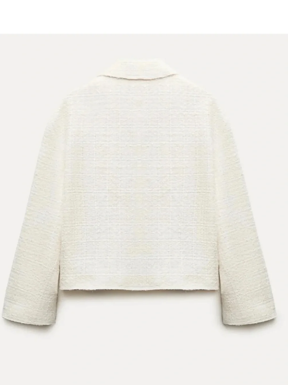 NWT Zara Ivory Textured Tweed Blazer with Gold Buttons